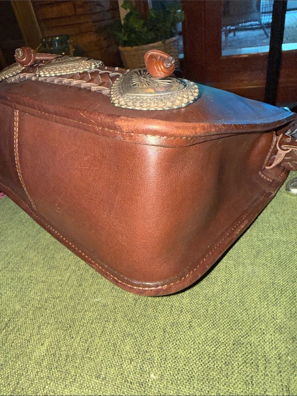 Vintage Brighton Braided Strap Brown Leather Shoulder Bag with Heart Accents - Picture 10 of 14